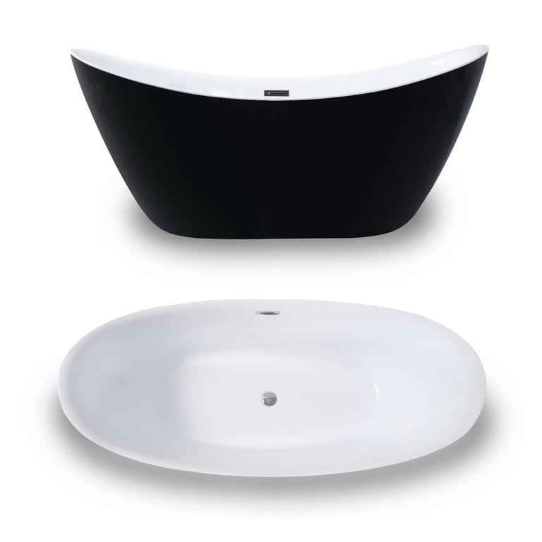 Wanny wolnostojące - Wanna wolnostojąca Malta Czarno-biała  170 x 80cm (2)