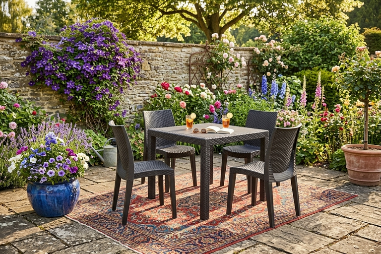 Zestawy ogrodowe - Zestaw Mebli Ogrodowych MINI Lady stół KING 79 cm 4 EUROHIT Garden (2)