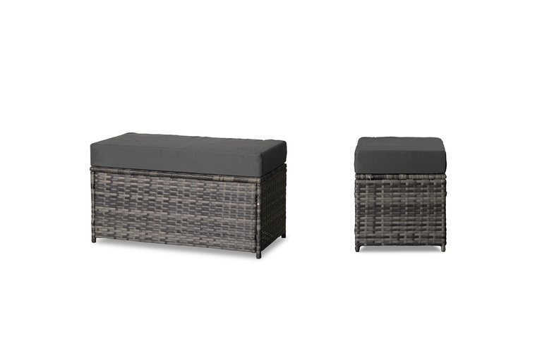 Meble ogrodowe - Zestaw Mebli Ogrodowych Malaga Zestaw Ogrodowy z technorattanu Narożnik Stolik regulowany Pufy  (5)