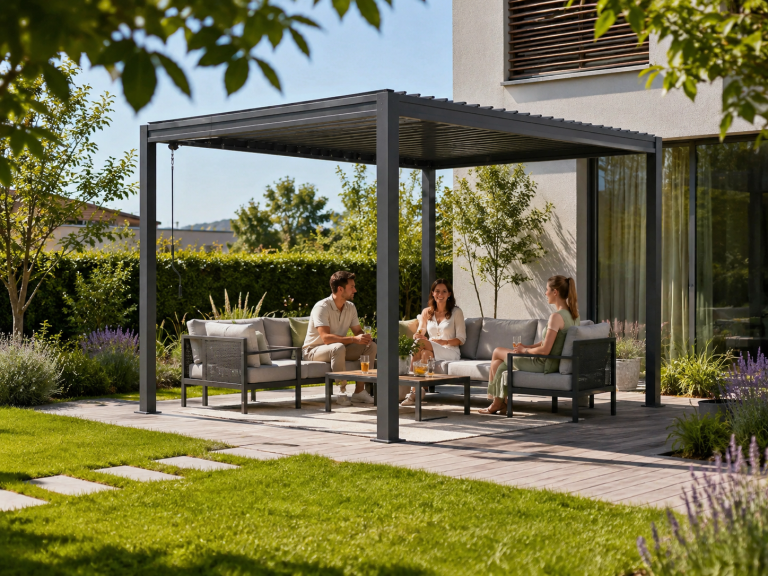  - Pergola Tarasowa Antracytowa z otwieranym dachem ALUMINIOWA 3x3m Corciano (2)