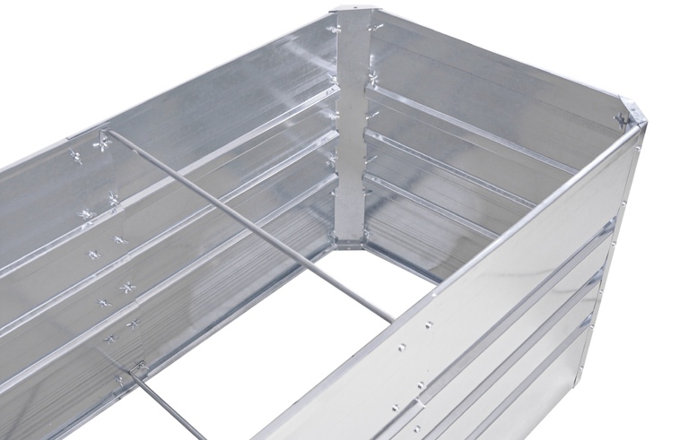 Ogród - Duża donica Ogrodowa Podwyższona z galwanizowanej stali Srebrna 120x60x56 cm (3)