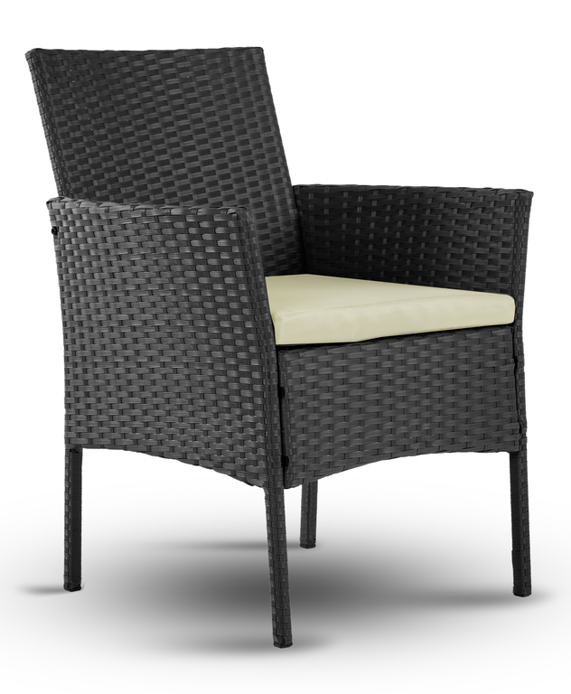 Meble ogrodowe - Zestaw ogrodowy Natalia Czarny sofa 2 fotele stolik kawowy  (5)