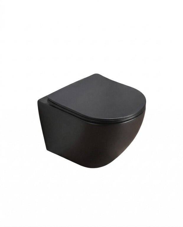 Akcesoria łazienkowe - Miska WC wisząca Corciano Clarity Czarna Matowa 49 cm (1)