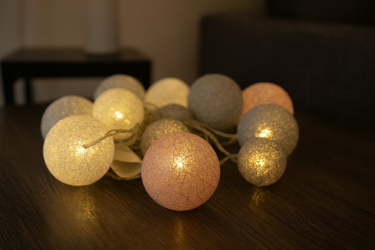 Boże Narodzenie - Kulki świąteczne dekoracja świetlna na baterie  Różowo Srebrne (3)