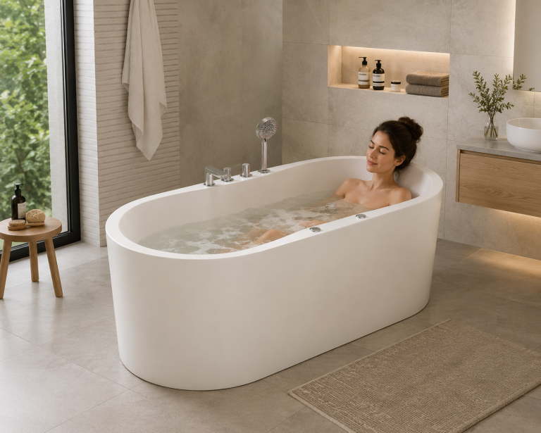 Wanny wolnostojące - Wanna Łazienkowa Ferrara z Hydromasażem  170 x 80 cm wolnostojąca Akrylowa Jacuzzi (2)