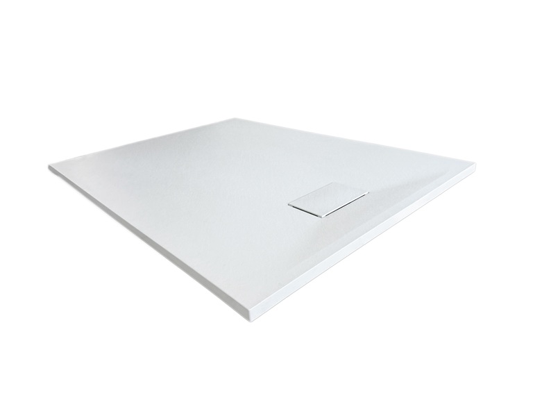 Brodziki prysznicowe - Brodzik Prysznicowy Prostokątny Efekt Kamienia 120 x 90 cm Biały CORCIANO (2)