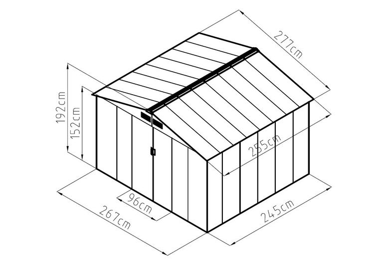 Domki / Garaże - Domek Narzędziowy Ogrodowy Garaż Metalowy 277X255X212CM (2)