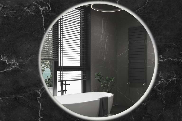 Lustra łazienkowe - Lustro ścienne łazienkowe okrągłe 80 cm z LED PODŚWIETLANE biały ciepły (4)