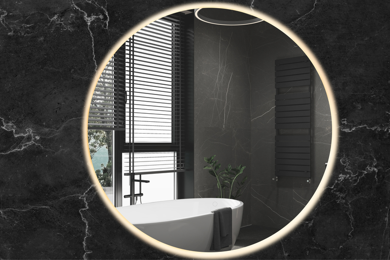 Lustra łazienkowe - Lustro ścienne łazienkowe okrągłe 80 cm z LED PODŚWIETLANE biały ciepły (11)